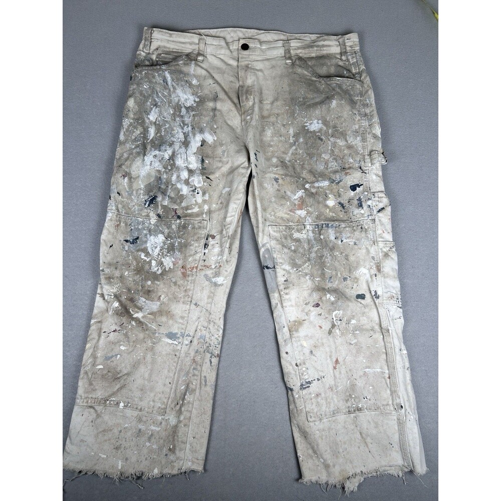 Dickies cotton canvas double knee carpenter/miner's painted cropped pants 36 in